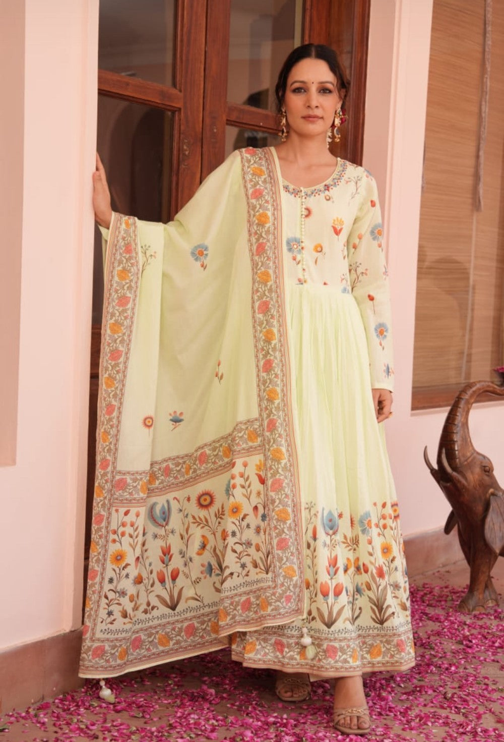 Mul cotton Anarkali suit