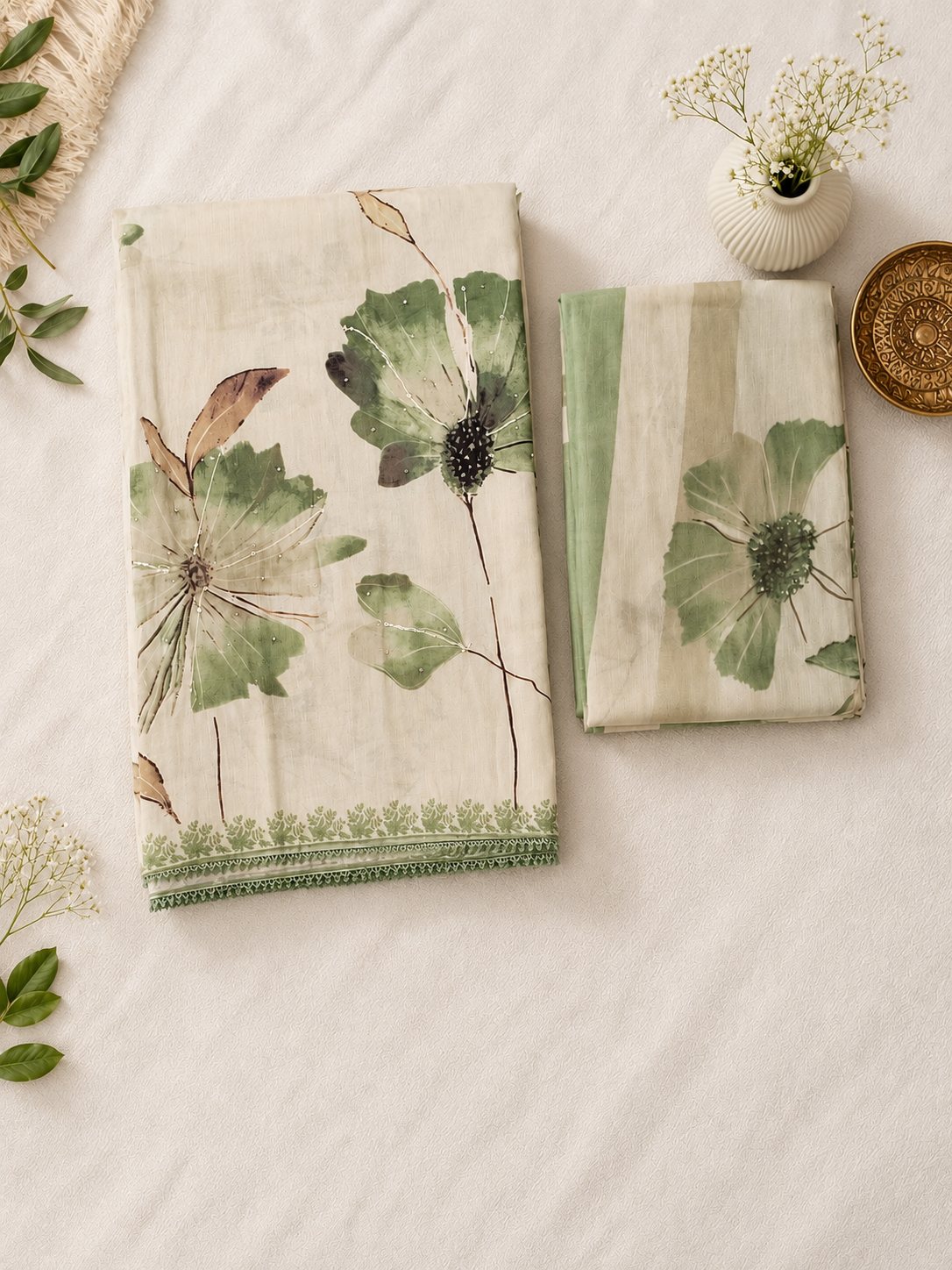 Pure mul cotton elegant floral printed unstitch suit