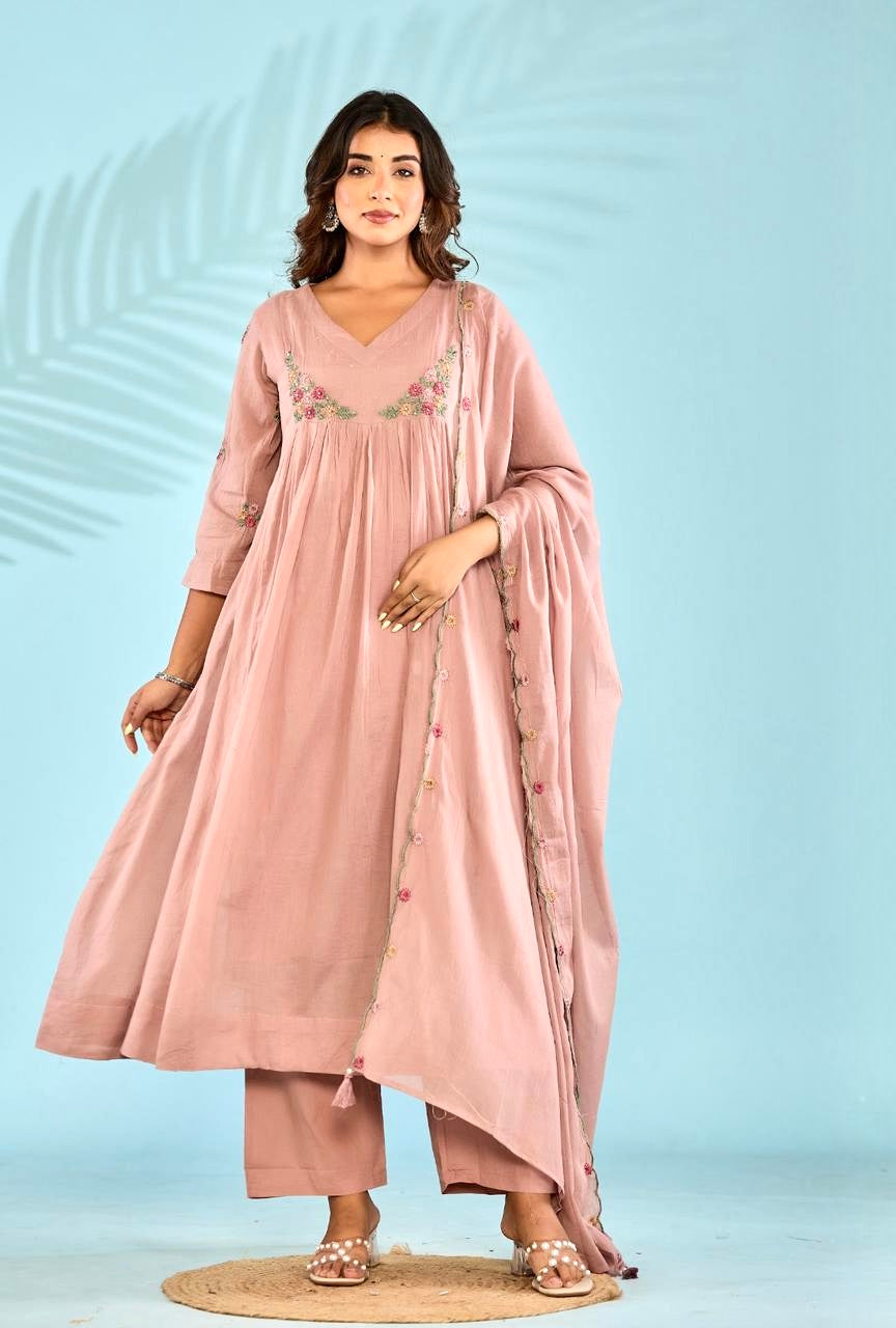 Cotton Mul Anarkali suit set