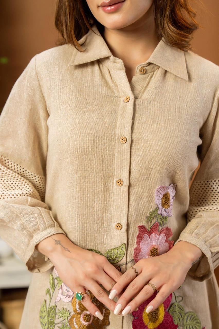 Jute cotton two piece Cord set
