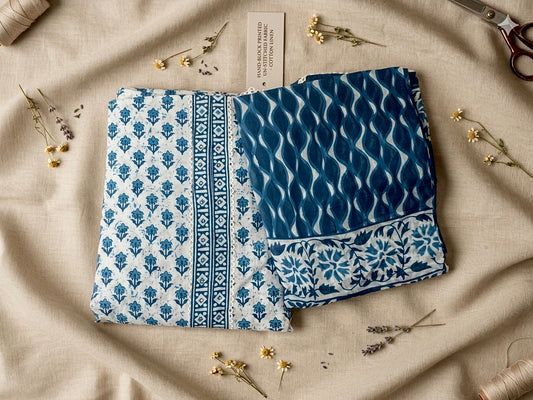Pure cotton block printed unstitched fabric
