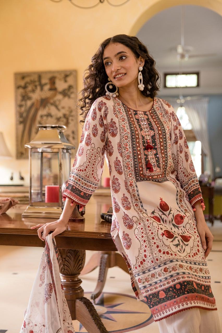 pakistani Short kurta set in Russian silk Fabric