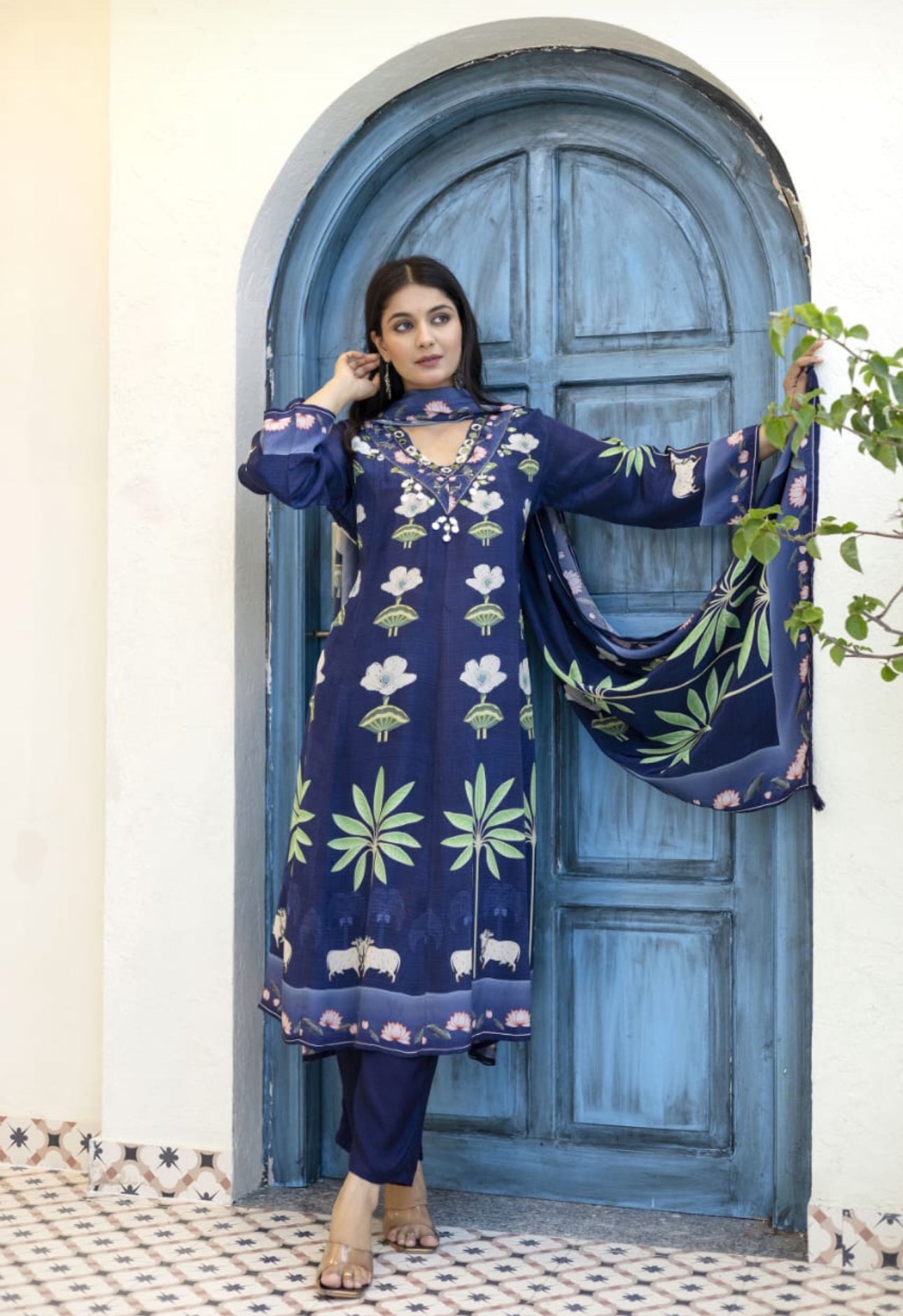 Pure crepe Anarkali