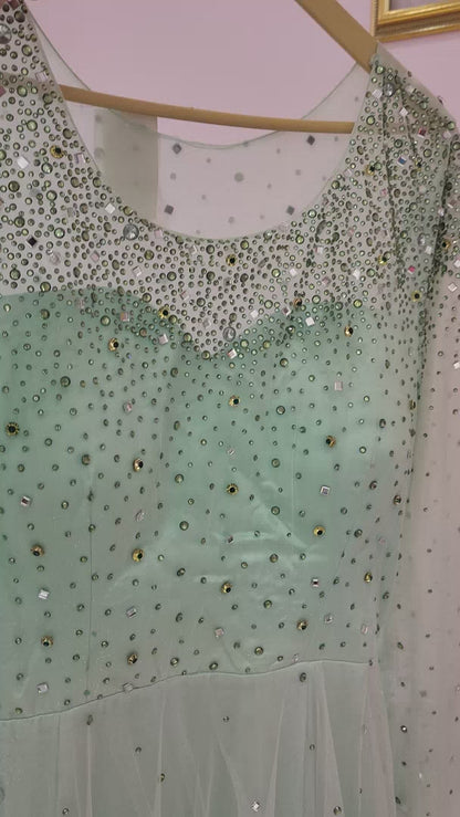Sea Green Bridal One-Piece Gown in Soft Net